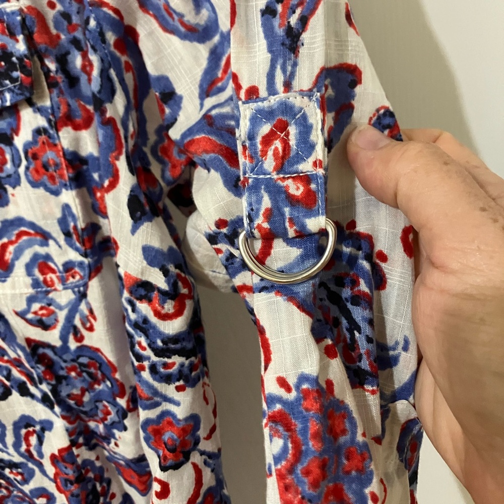 Karen Scott Women’s  Floral Button Down Shirt - Red and Blue - Picture 4 of 8